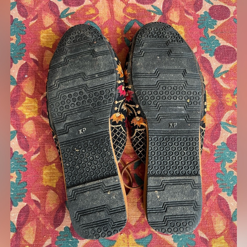 Embroidered Black and Gold Women's Flats - Picture 4 of 5